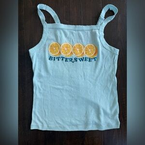 Light Blue Tank Top with Orange Slice Design